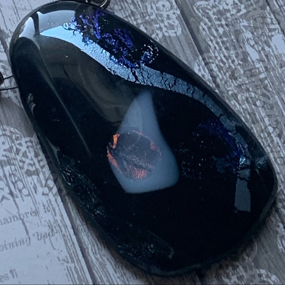 Artesian Dichroic Infused Glass Chunky Necklace Woman’s Jewelry Fiery Colors - Picture 10 of 11